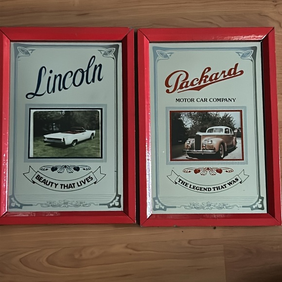 Vintage Mirrored Lincoln & Packard Motor Company Framed Car Ads - Picture 1 of 12